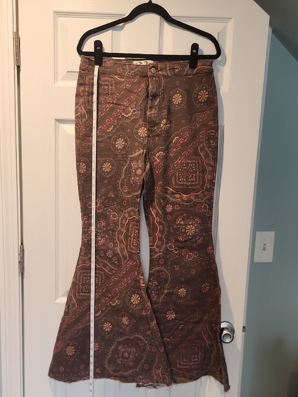 Free People Brown Paisley Flare Jeans